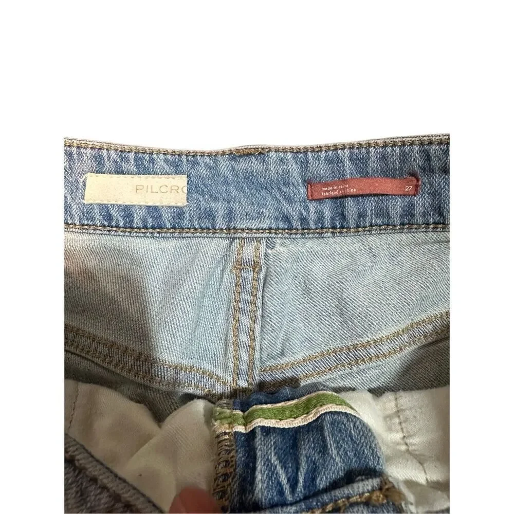 Anthropologie Pilcro Jean Shorts Ultra High Rise Light Wash Denim Raw Cut Off Sz - Picture 5 of 9